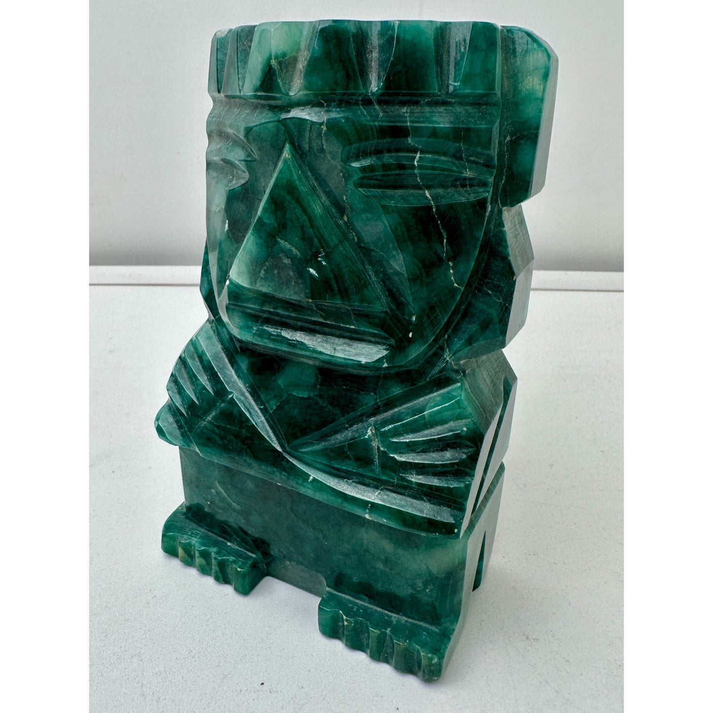 Vintage Hand-Carved Green Onyx Aztec/Mayan Tribal Figurine