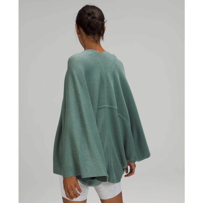 Lululemon Athletica Teal Cashlu Knit Textured Wrap Cardigan Women's Sz XL/XXL