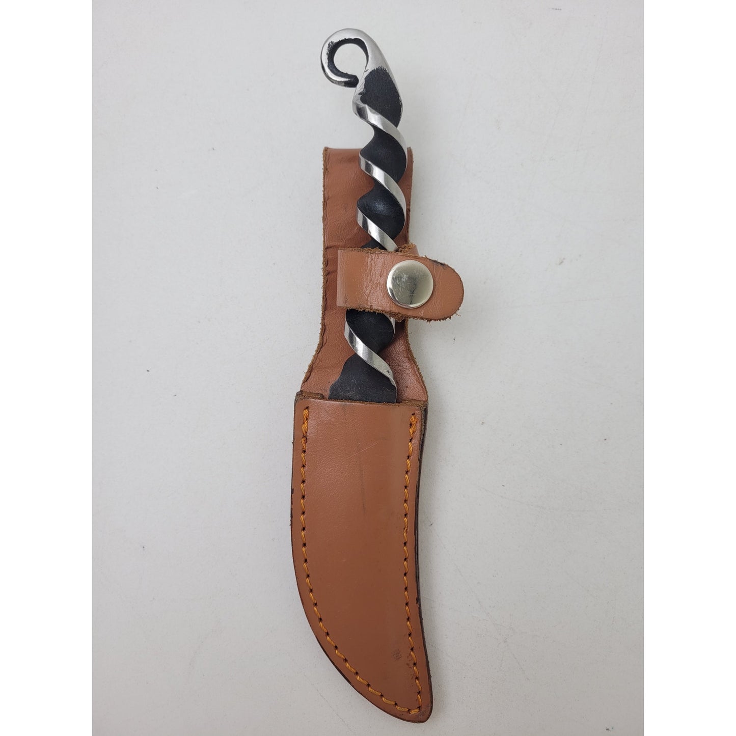 Herbertz 102011 Fixed Blade Knife Stainless Steel Twisted Handle Leather Sheath