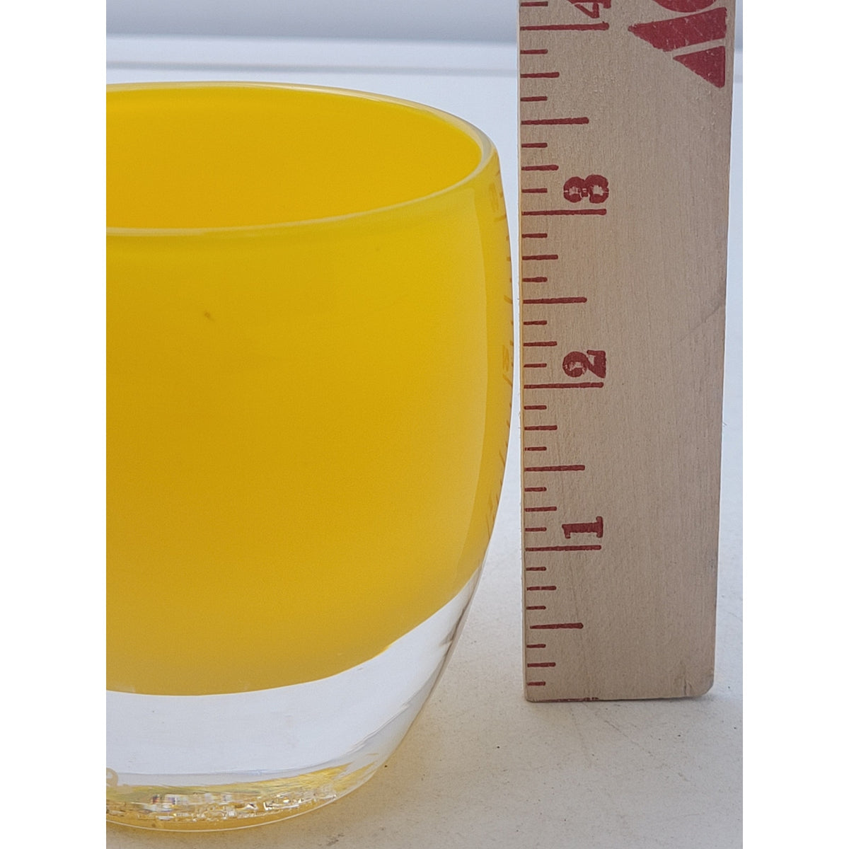 glassybaby "Daffodil" Sunny Yellow Glass Votive Candle Holder w Tag