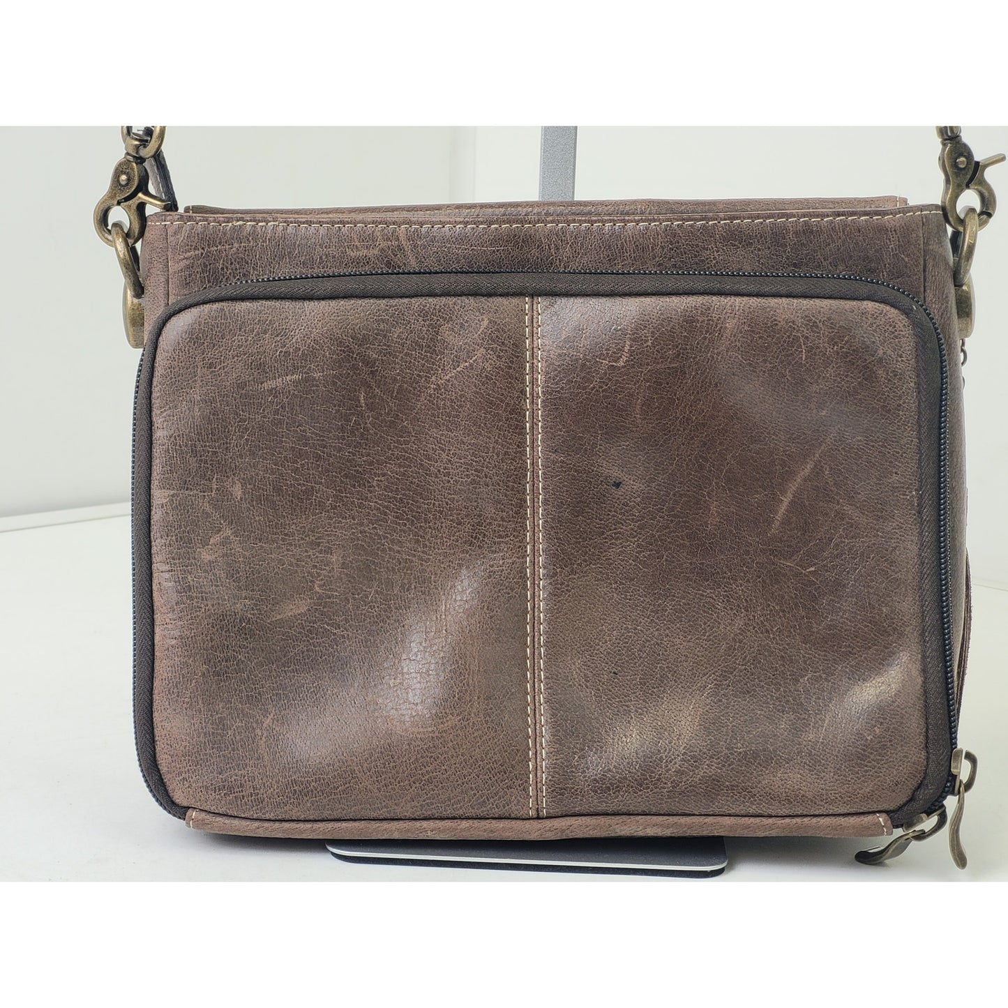 Gun Tote'n Mamas Buffalo Brown Leather Purse Adjustable Strap Made in USA