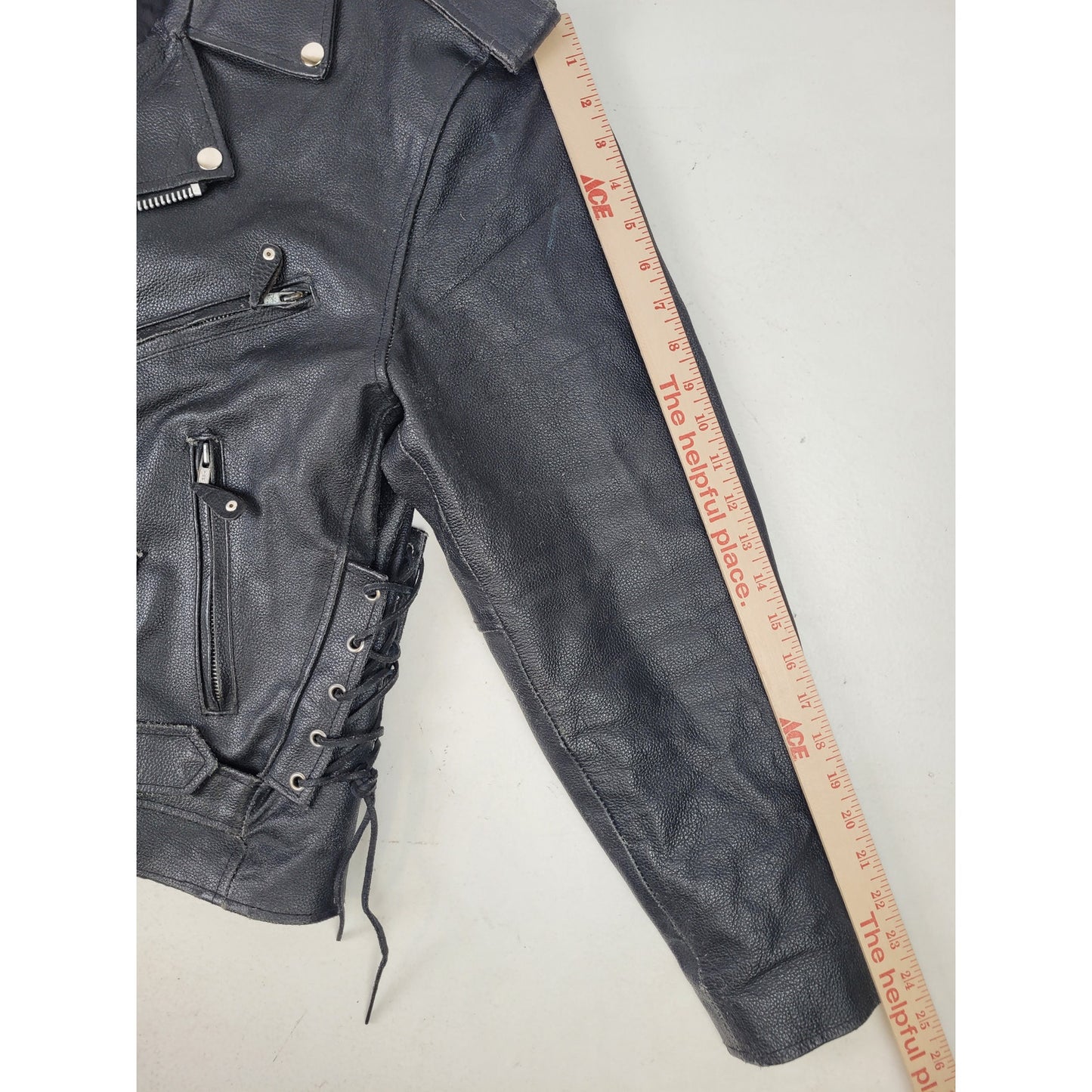 Quality Classic Belted Leather Motorcycle Jacket Biker Punk Style Men's Sz L