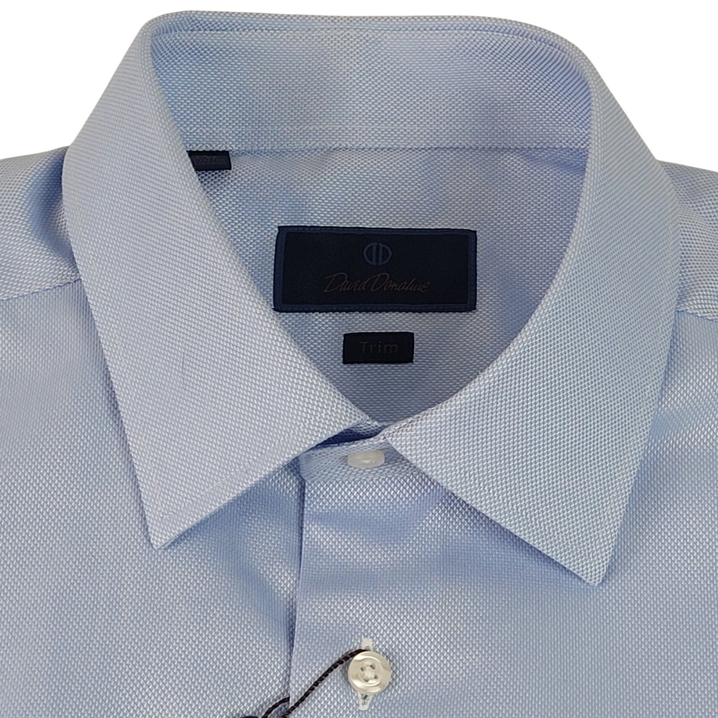 NWT David Donahue Trim Fit Blue Dress Shirt Sz 18 34/35
