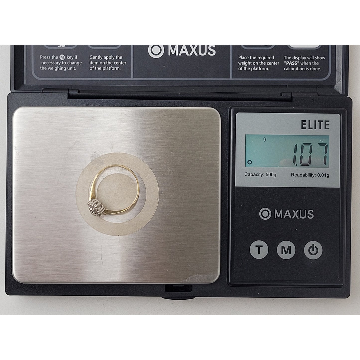 10K Yellow Gold & Diamond Cluster Promise Ring Sz 5