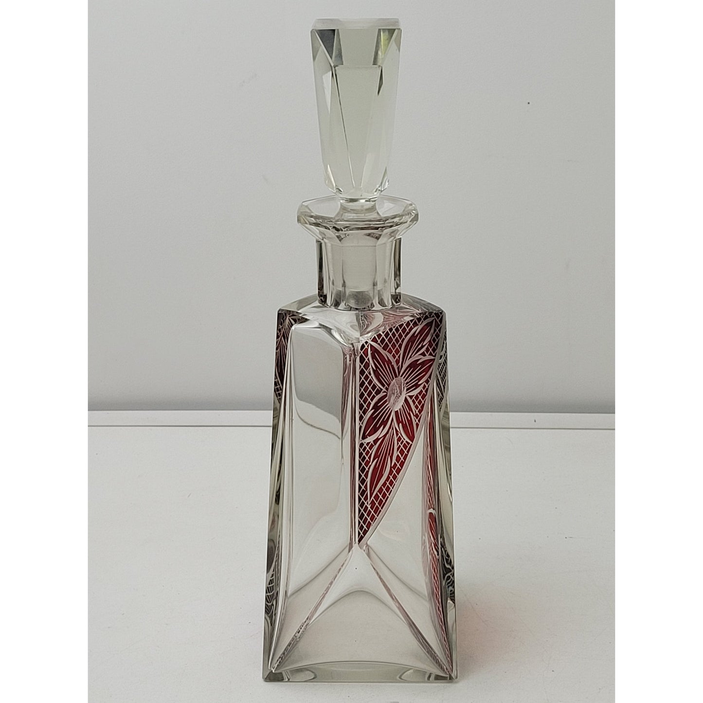 1920s-30s Art Deco Cubist Enamel Liquor Decanter & 6 Glasses Set by Karl Palda