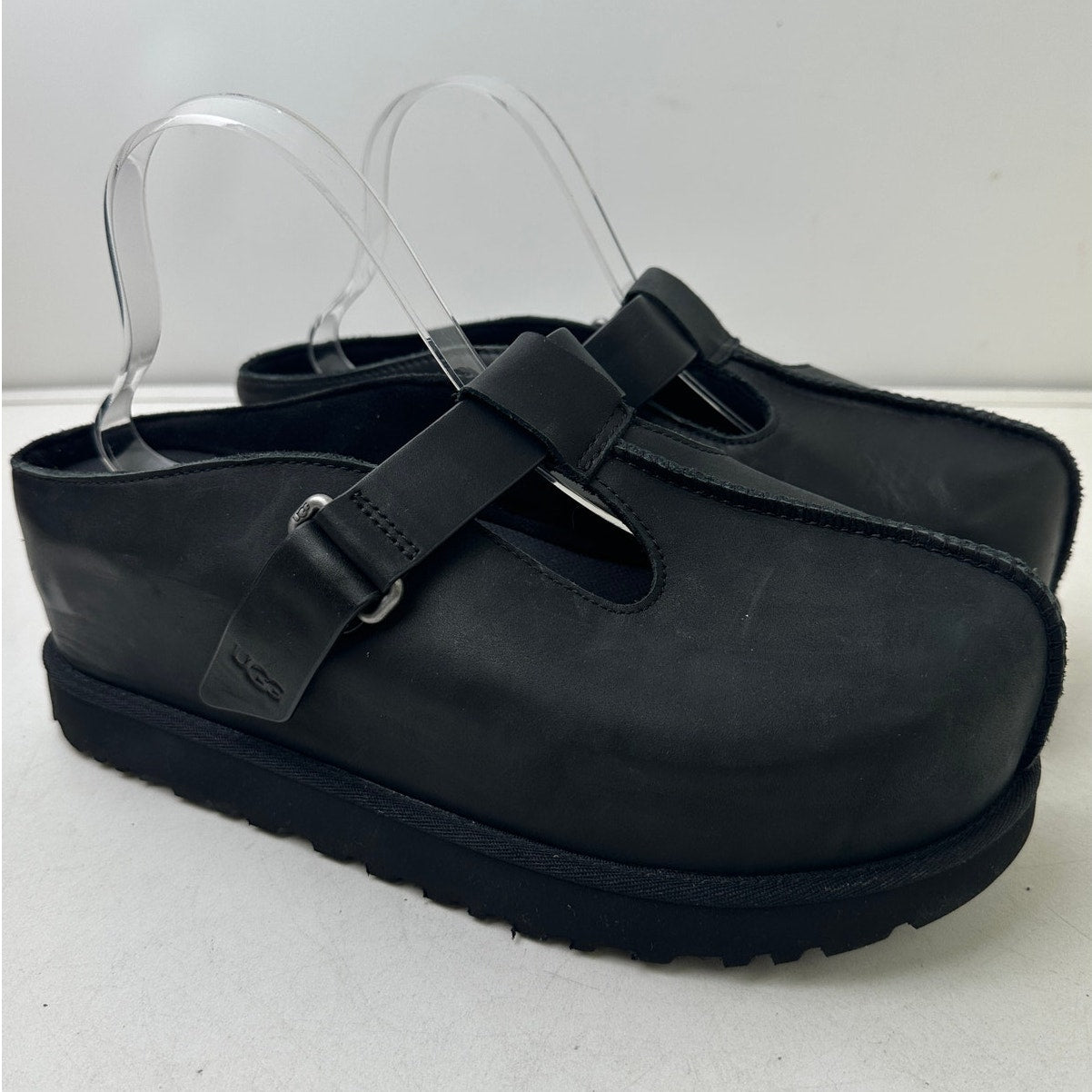 Ugg Goldenstar Hi Clog Black Leather Platform Mules Women's Sz 12