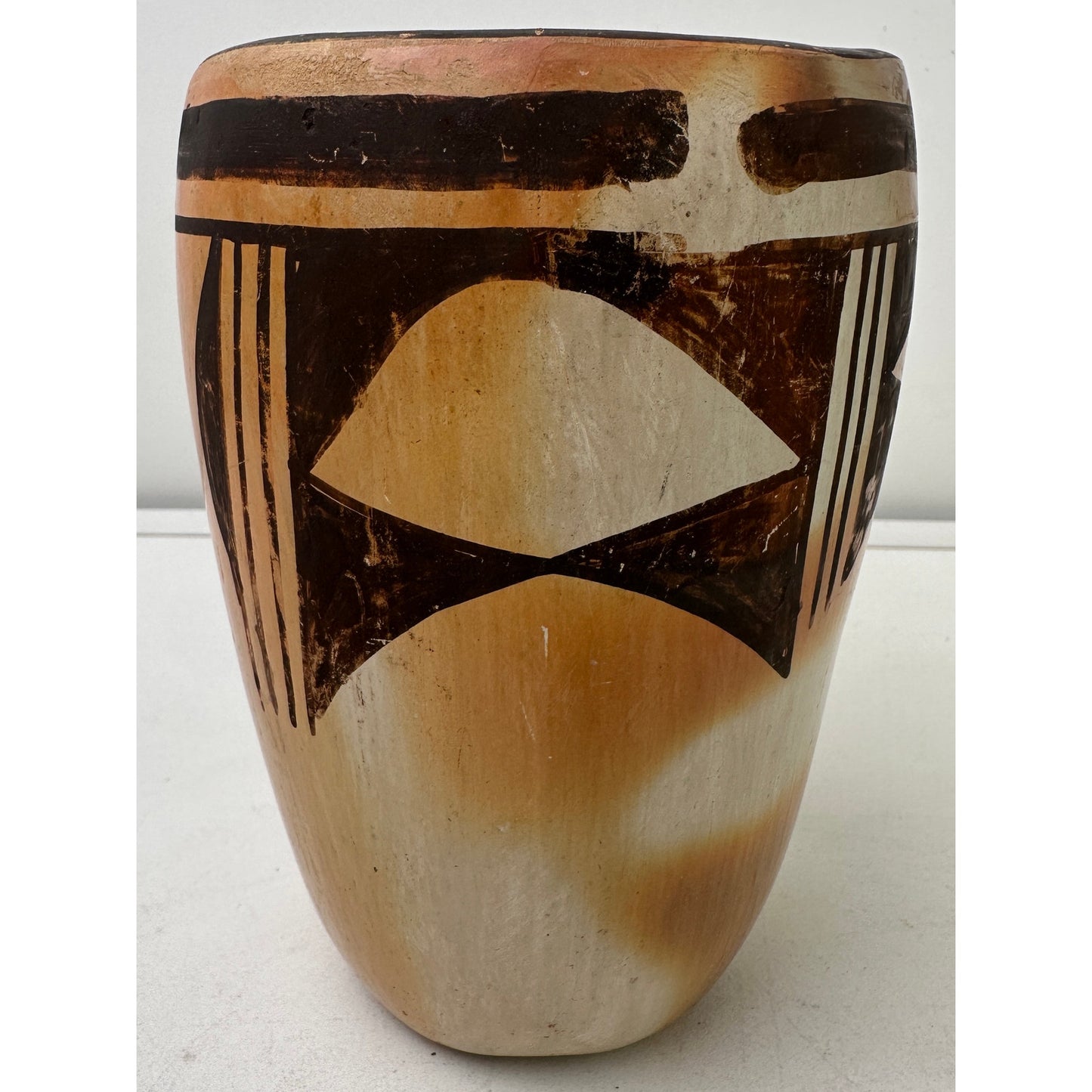 Vintage Hopi Pueblo Polychrome Cylindrical Pottery Vase