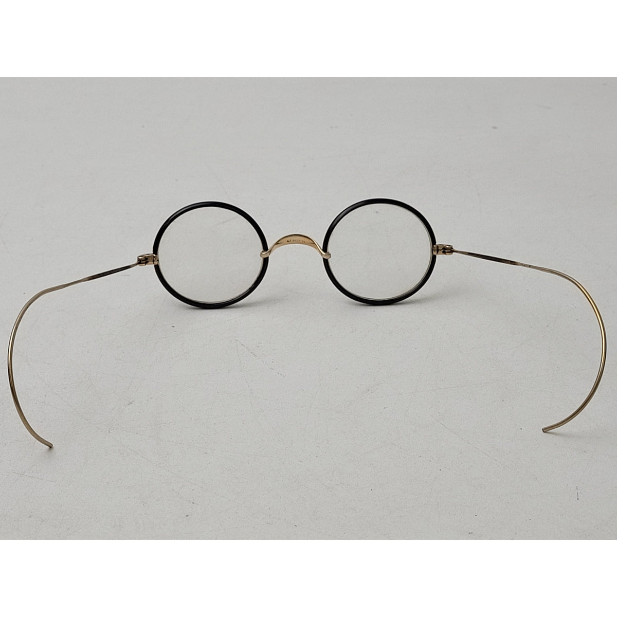Antique Windsor-Style Eyeglasses Gold-Filled Bridge Brown Celluloid Rims + Case