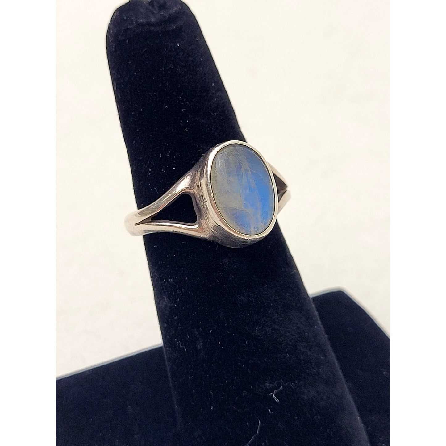 Sterling Silver Natural Rainbow Moonstone Adjustable Ring | Currently a Size 7