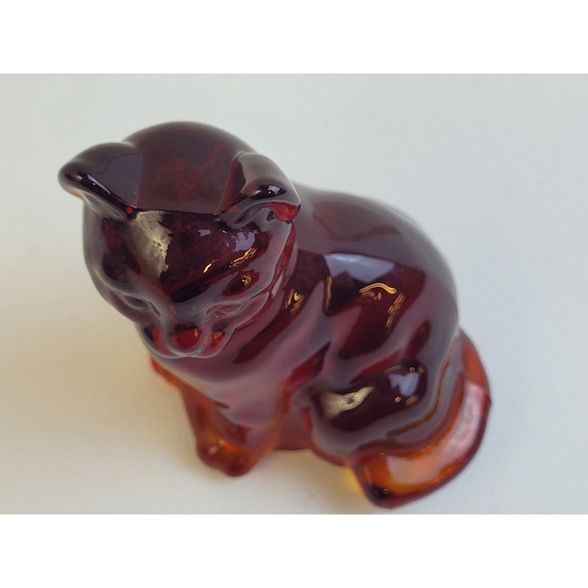 Vintage Fenton Glass Amberina Ruby Red Sitting Cat Kitten Figurine