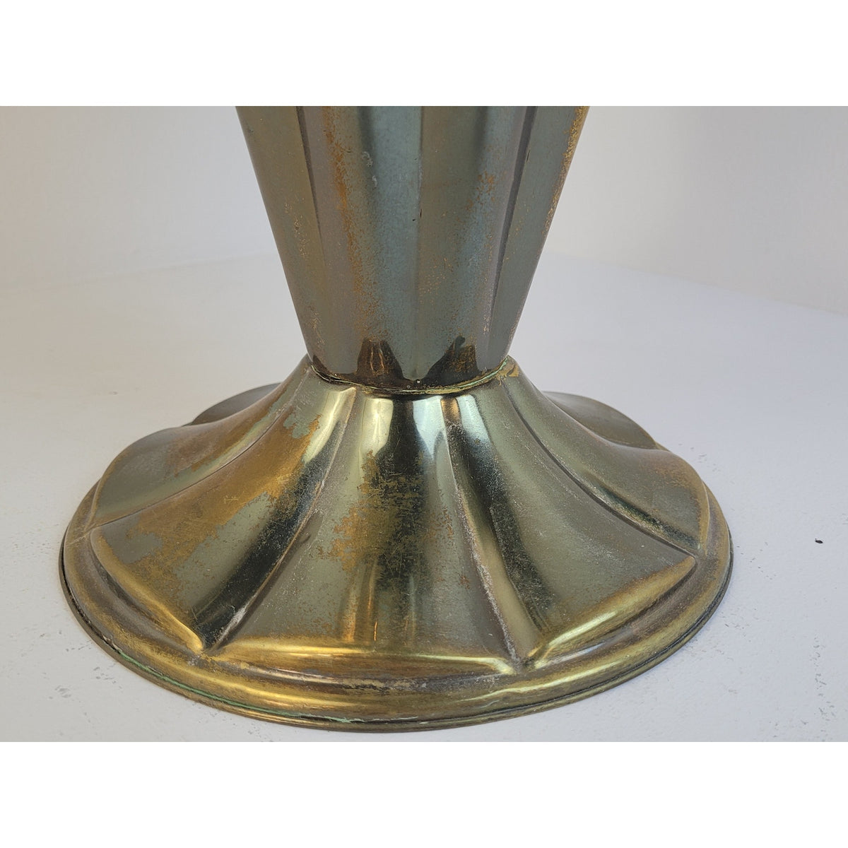 Vintage MCM Hollywood Regency Shaped Brass Plated Weighted Umbrella Stand 29" H