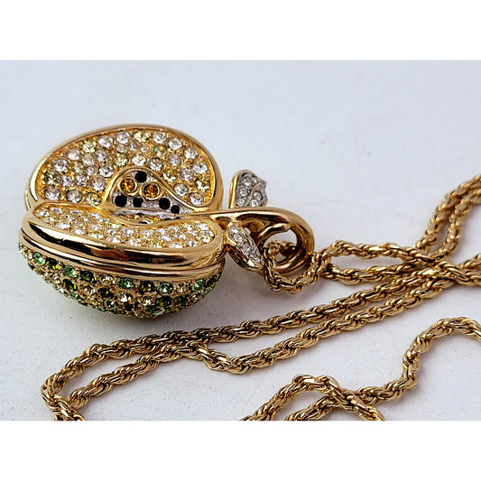 Rare Vintage Swarovski Crystal Green Apple Pendant NWT Retail $175