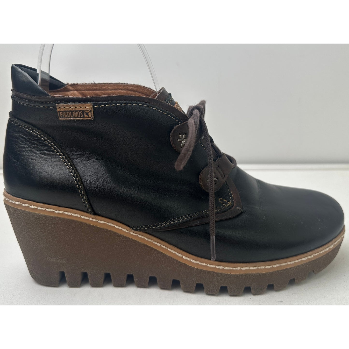 Pikolinos Maple Wedge Black Leather Ankle Boot Women's Sz 39
