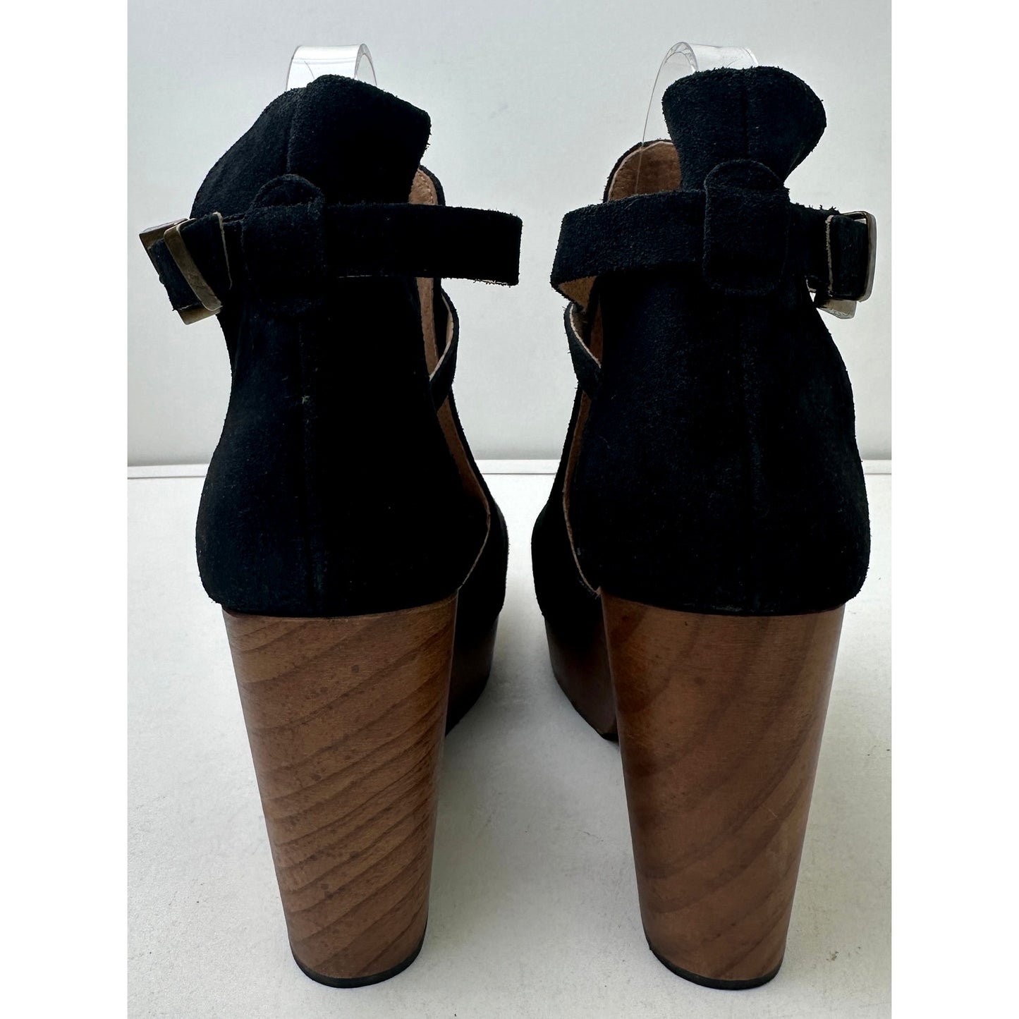 Free People Black Suede Cedar Platform Wood Clogs Women's Sz 39