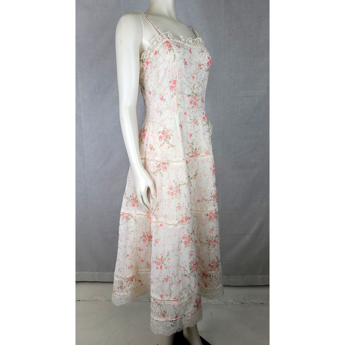 Jessakae Primrose Dress Sundress Floral Print Lace Trim Midi-Length Sz S NWT