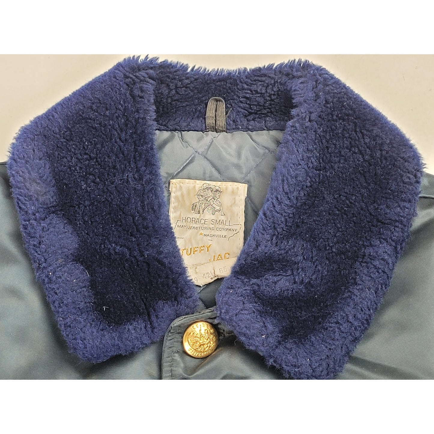 Vintage 1970s Police Jacket Dublin California Navy Blue Sherpa Collar Sz 42