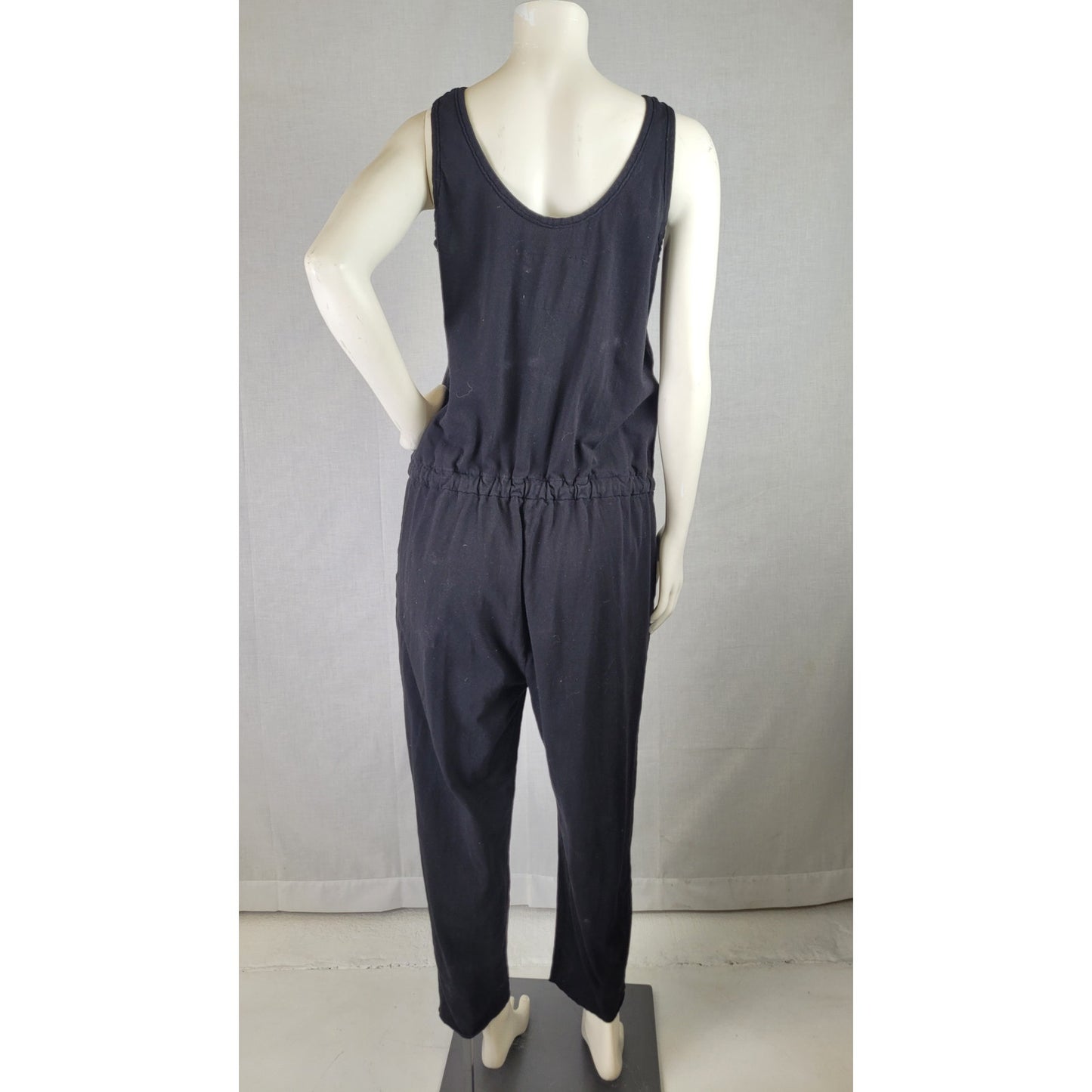 Frank & Eileen Black Cotton Jersey Sleeveless Tank Jumpsuit Women's Sz M