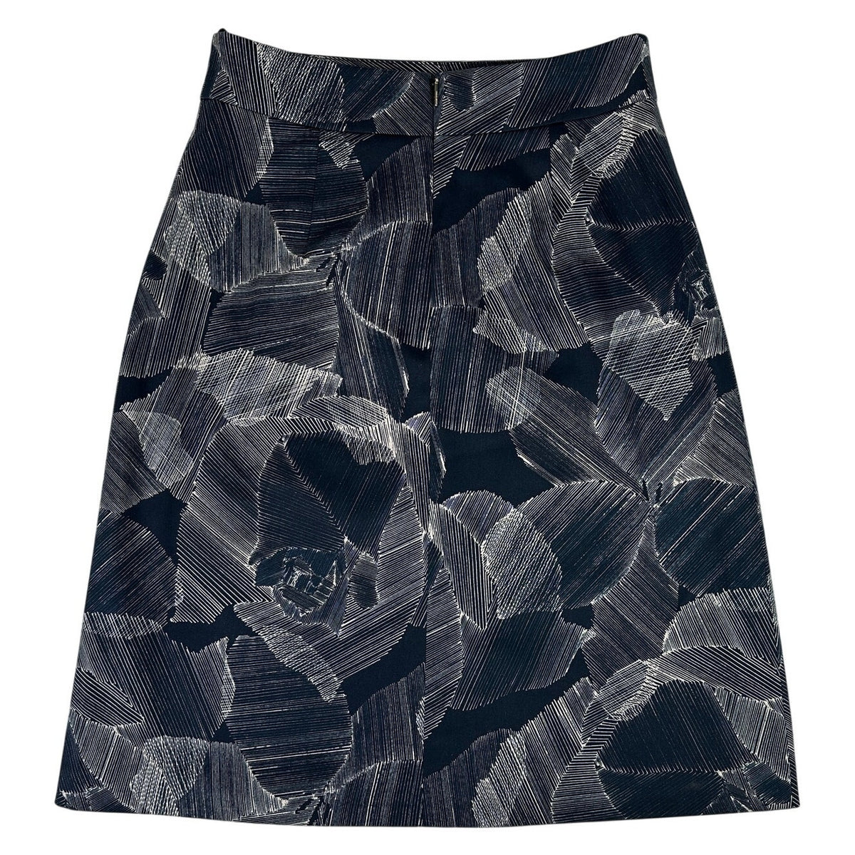 Hugo Boss Victyna Navy Blue Linear Floral Sketch A-Line Skirt Women's Sz 4 NWT