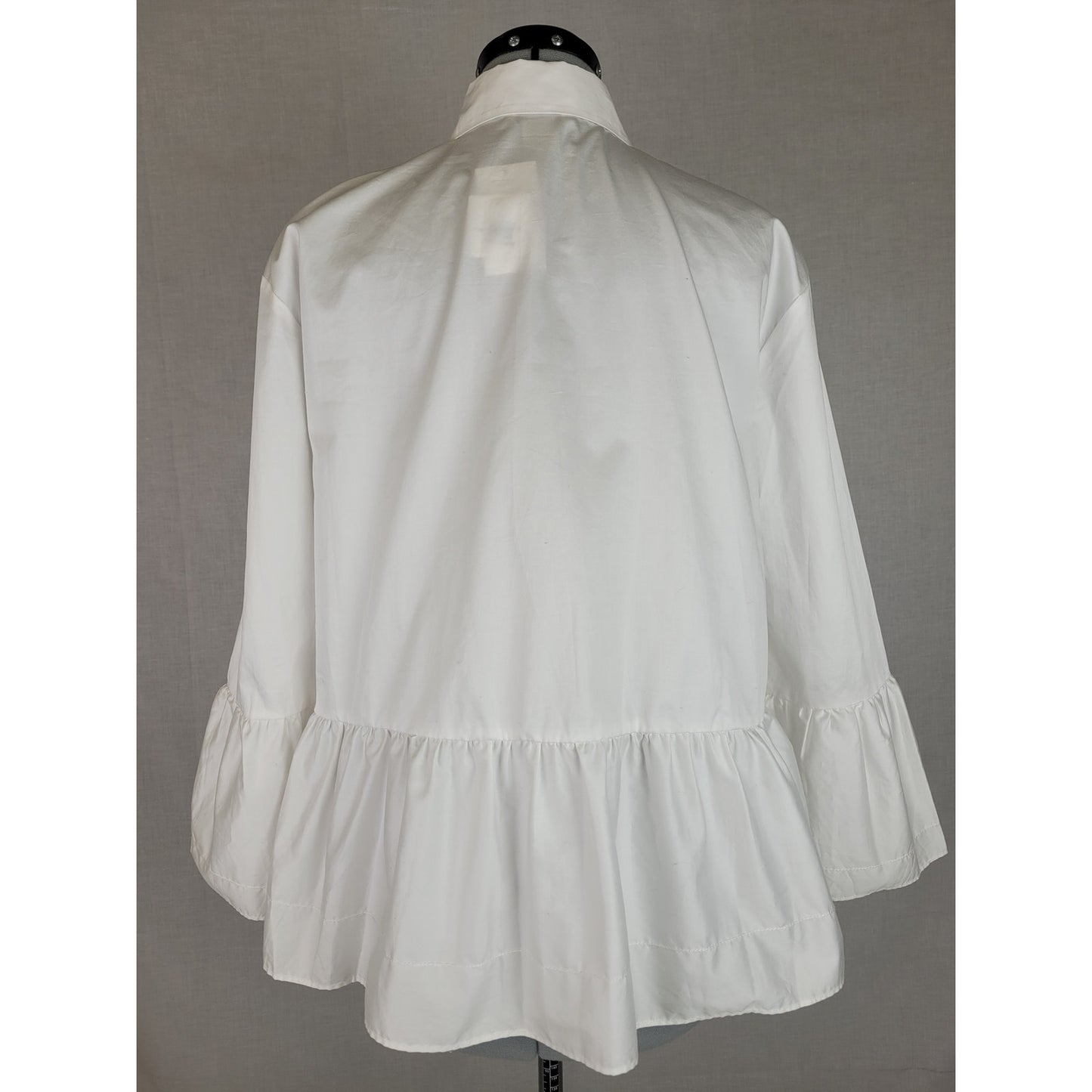 Club Monaco White Button-down Peplum Blouse w Gathered Waist Sz L NWT