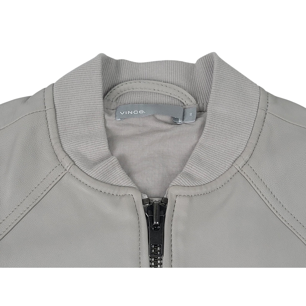 Vince Leather Bomber Jacket/Flight Jacket Light Grey Men's Sz XS