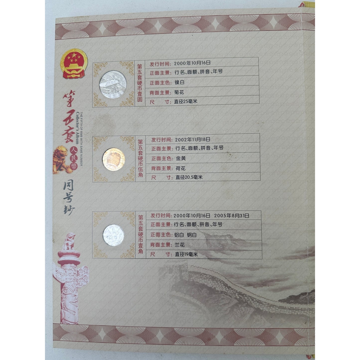 China Fifth Series RMB Banknote Collection Album | Same Serial Number Set