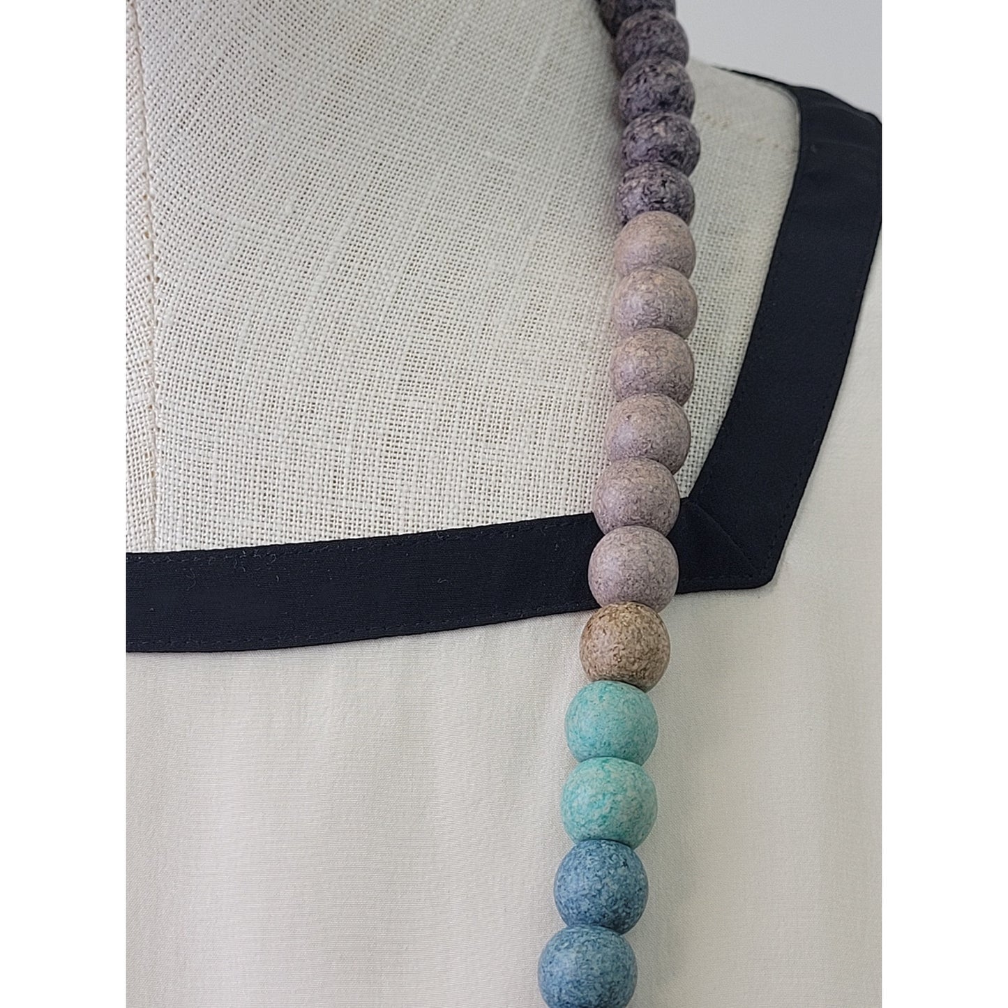 Athens Protasis Handmade Necklace w Ceramic or Clay Beads Ombre Design