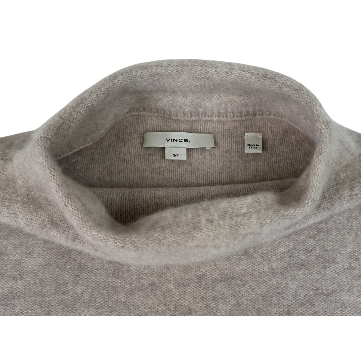 Vince 100% Cashmere Mock Neck Beige Sweater Women's Sz S
