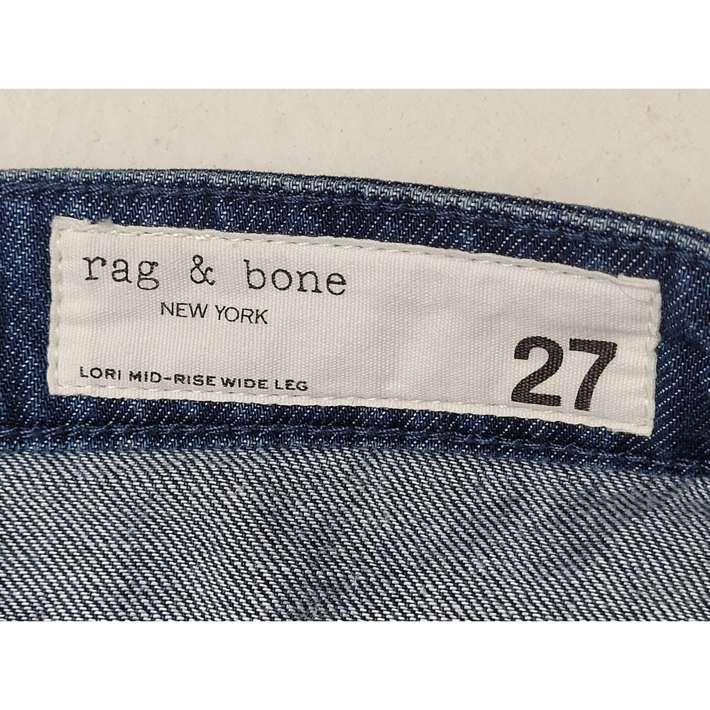 Rag & Bone Lori Mid-Rise Wide Leg Medium Wash Blue Jeans Women's Sz 27