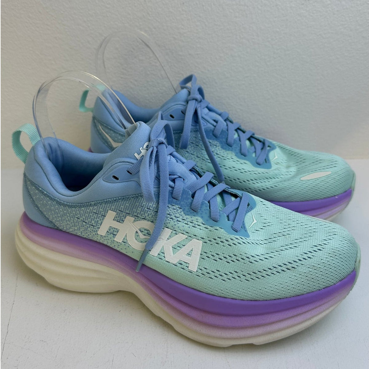 HOKA Bondi 8 Wide Airy Blue Sunlit Ocean Running Shoes Women's Sz 7.5