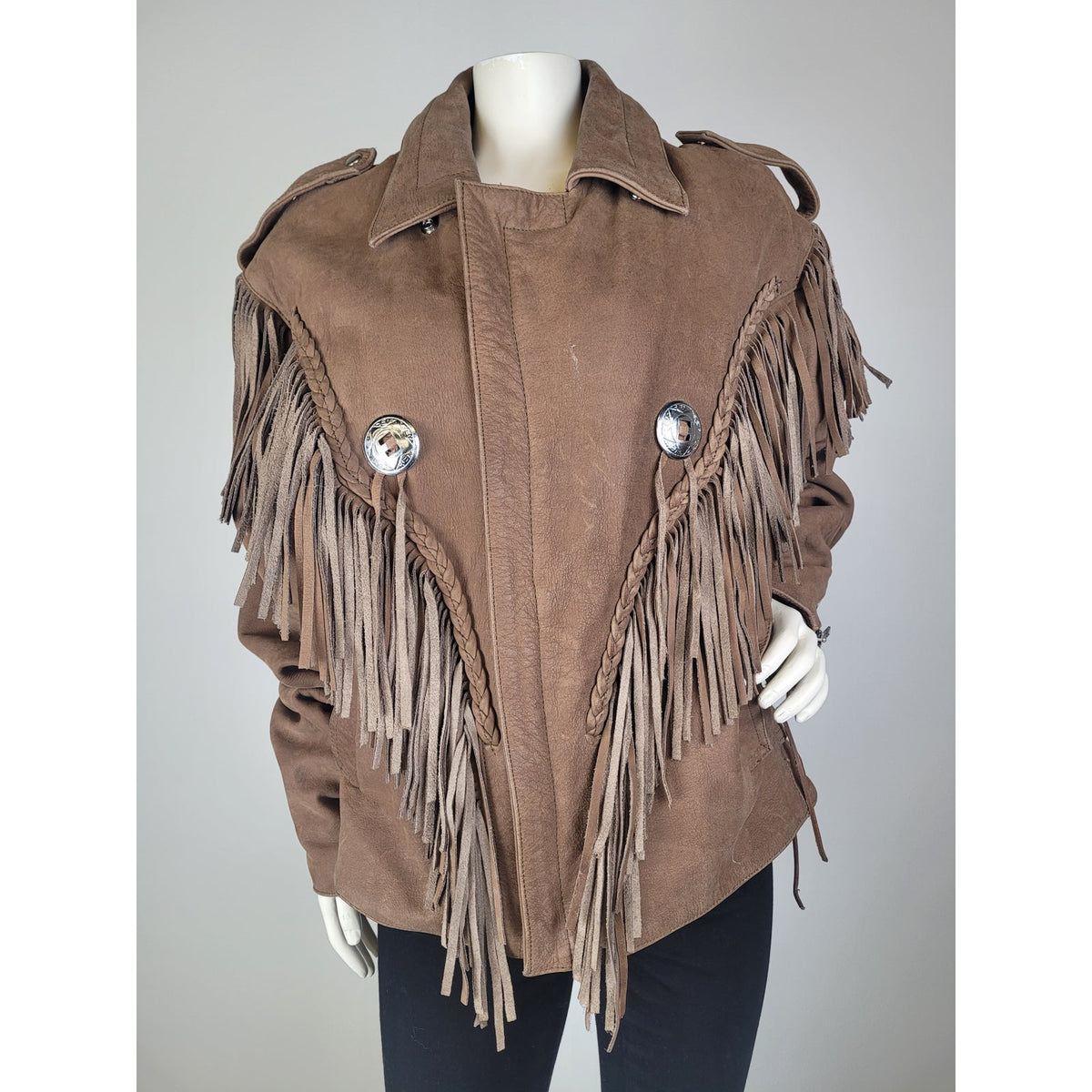 Vintage Wilsons Leather "Open Road" Cropped Fringe Leather Jacket Women's Sz XL