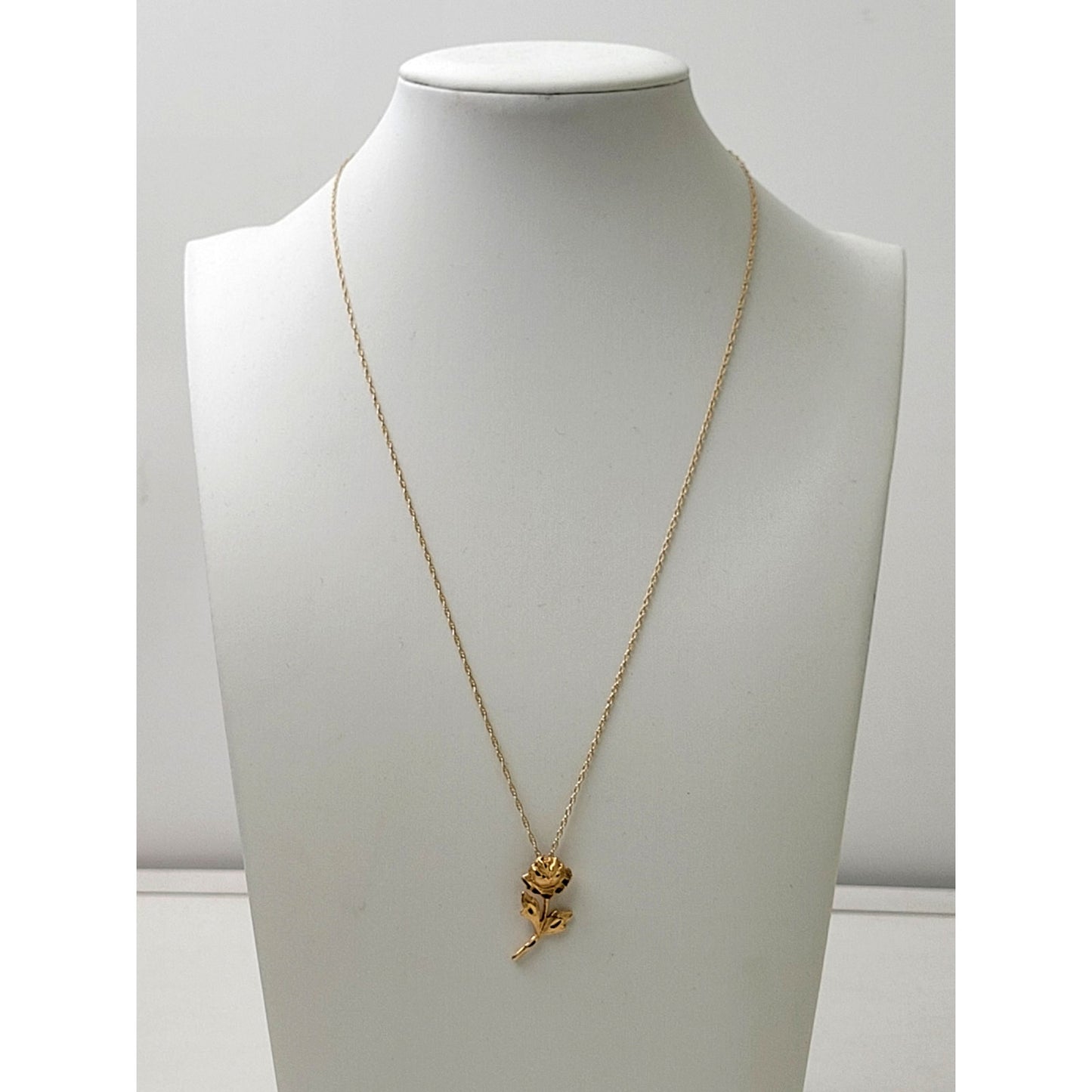 14K Solid Yellow Gold Rose Pendant on Dainty 18" Chain | 2.51 Grams