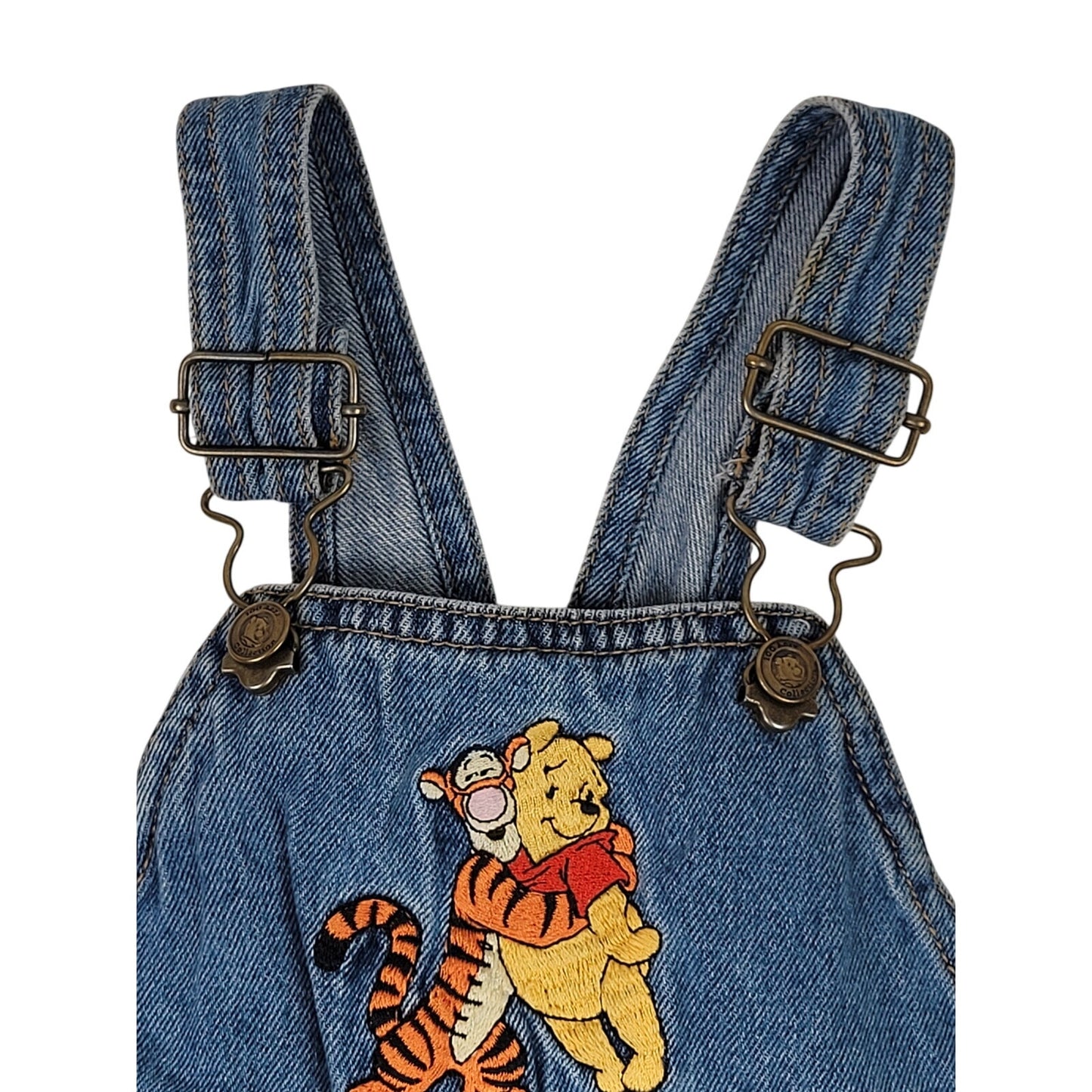 Vintage Winnie the Pooh Denim Overalls "Best Buddies" Embroidery Sz 24 Months