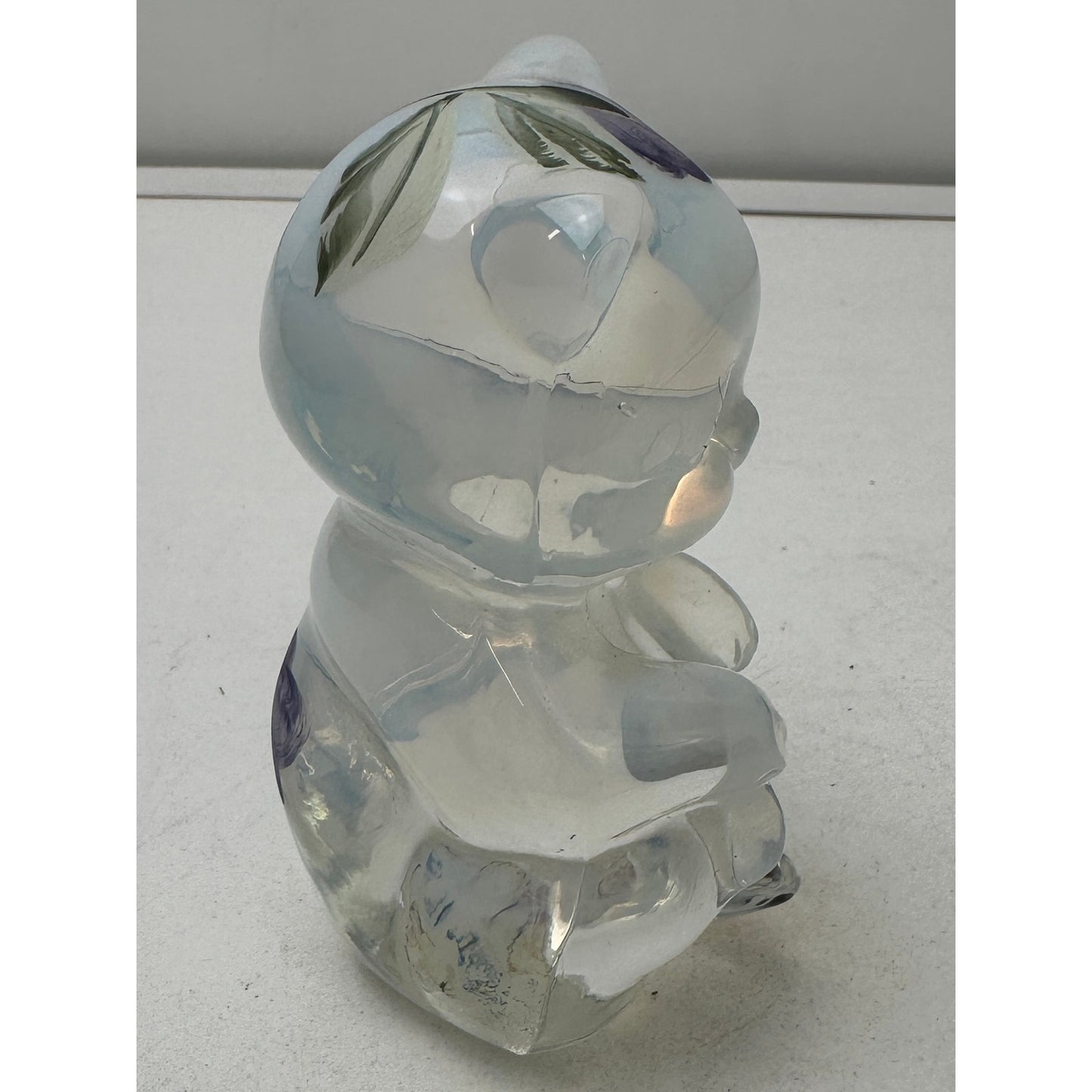 Vintage Fenton French Opalescent Hand Painted Sitting Bear Figurine Signed