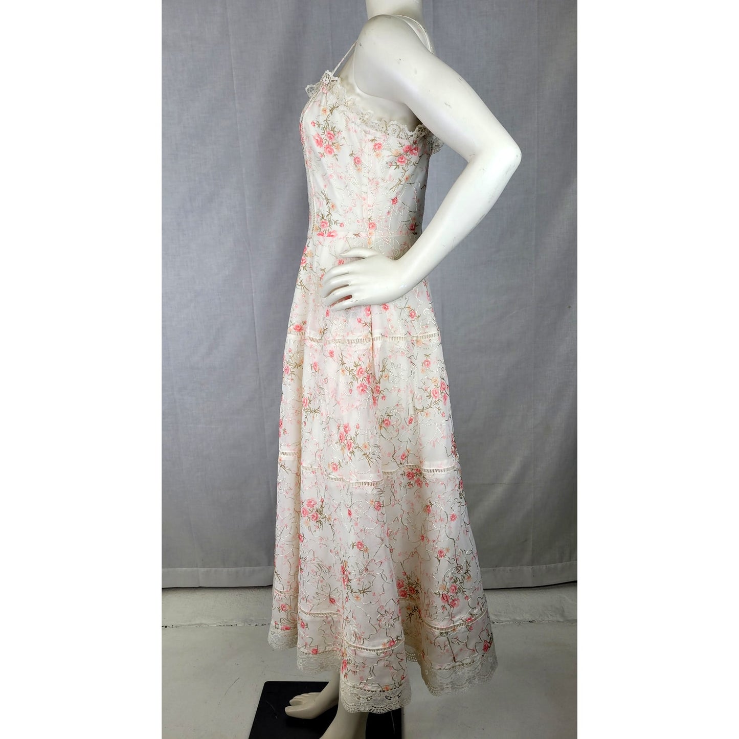Jessakae Primrose Dress Sundress Floral Print Lace Trim Midi-Length Sz S NWT
