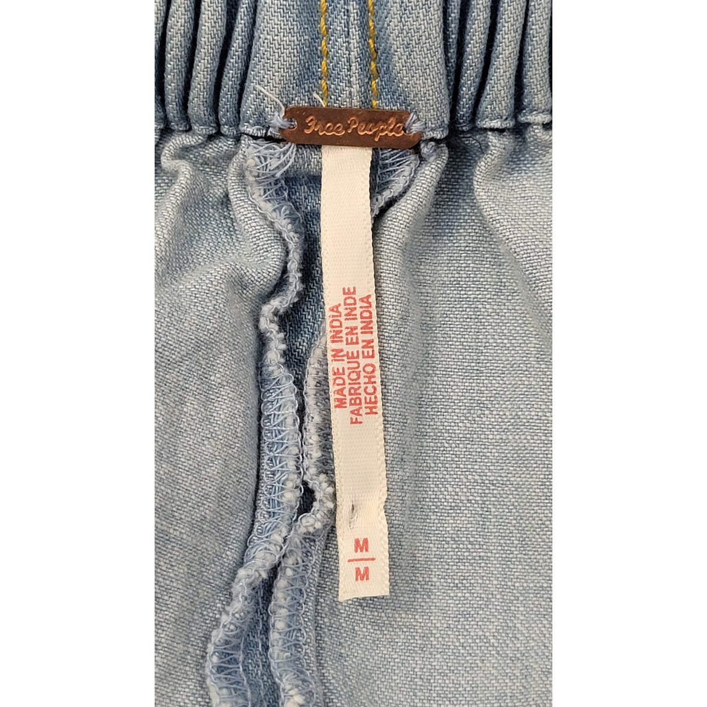 Free People Blue Denim Machu Barrel Midi Dress Jumper Women's Sz M