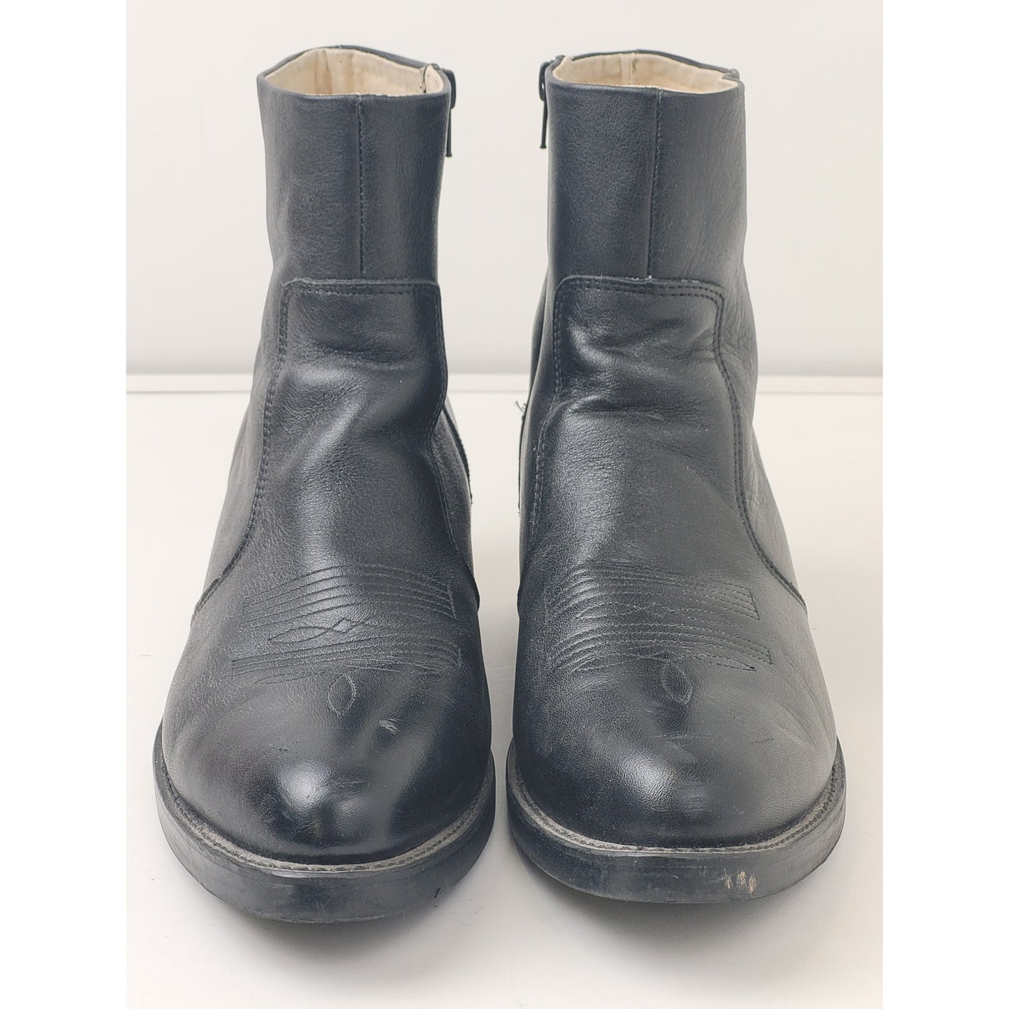 Durango Black Leather Side Zip Short Western Cowboy Boots Men's Sz 10.5D