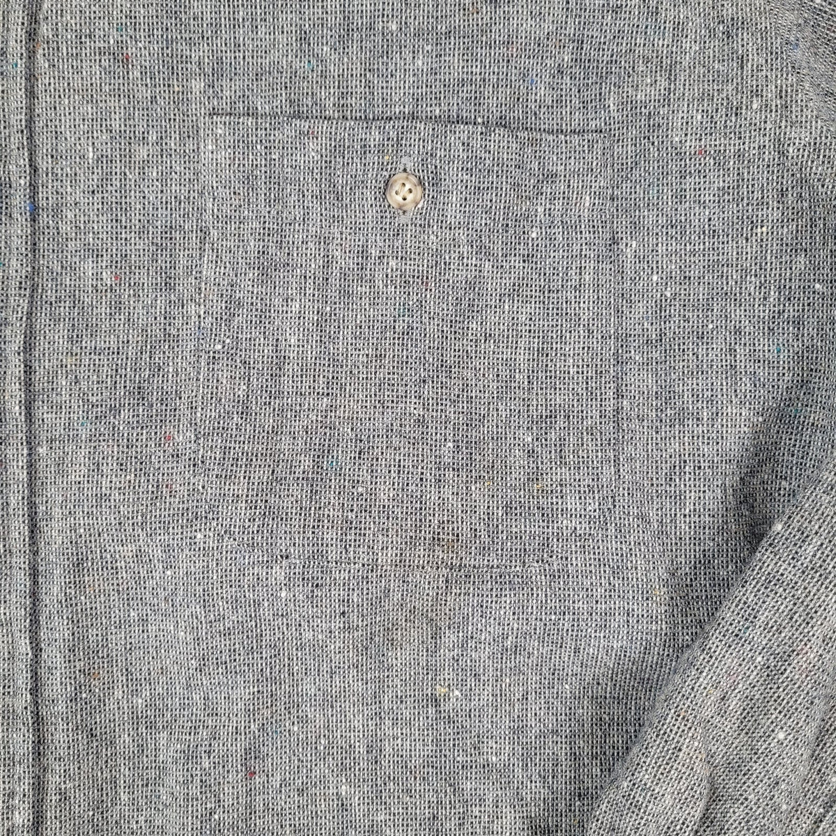 Vintage Pendleton Grey Textured Wool Button-Up Shirt w Elbow Patches Men's Sz XL