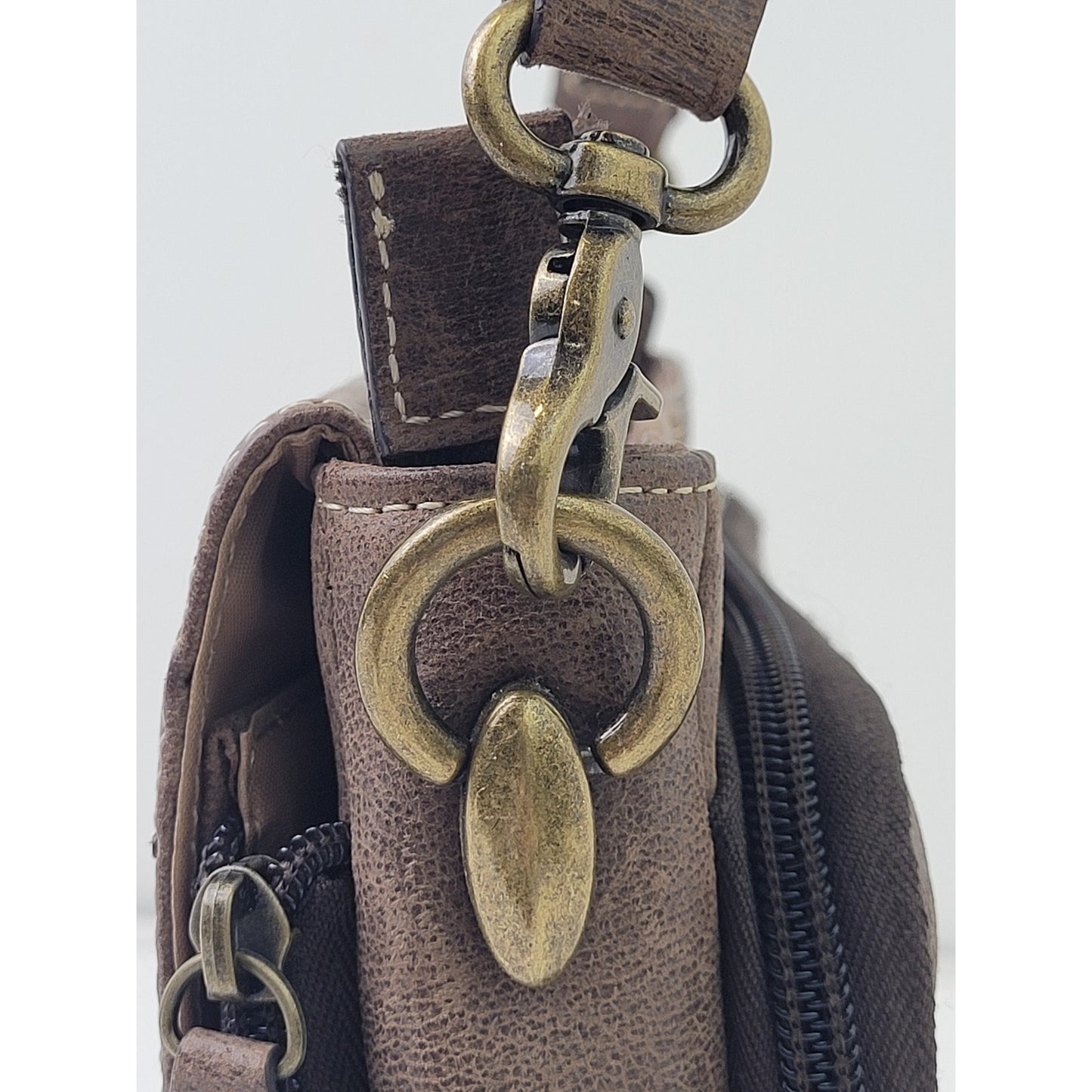 Gun Tote'n Mamas Buffalo Brown Leather Purse Adjustable Strap Made in USA