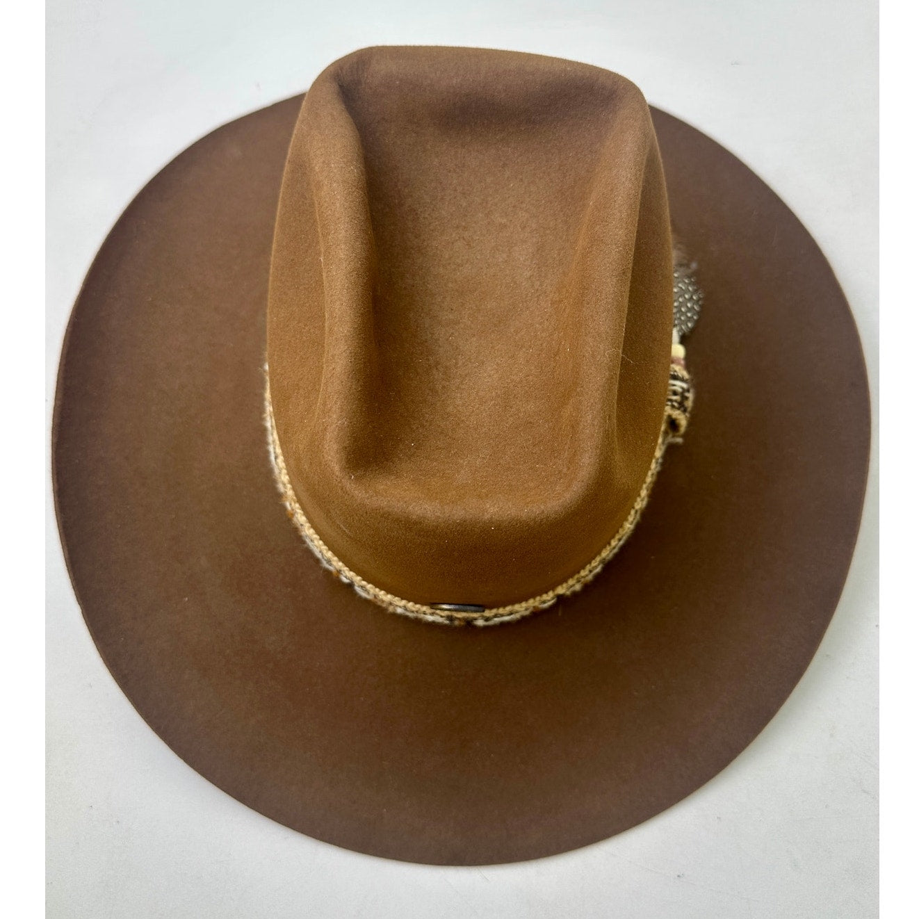 Vintage Resistol Stagecoach Brown Felt Cowboy Hat W/ Patterned Band Sz 7 1/4