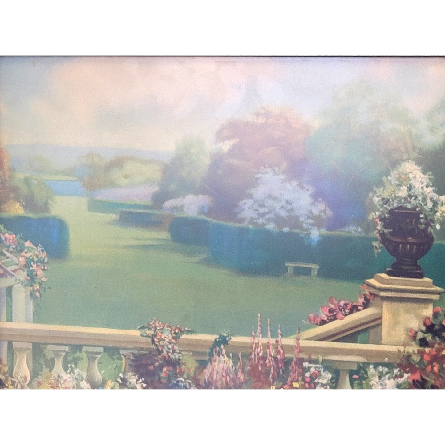 Vintage 1920s "Venetian Garden" Print by R. Atkinson Fox in Art Deco Frame