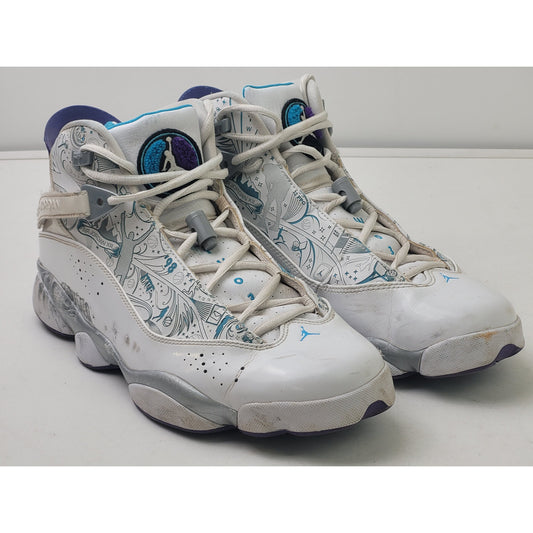 Jordan 6 Rings Laser White Blue Purple Basketball Shoes 322992-153 Men's Sz 10.5