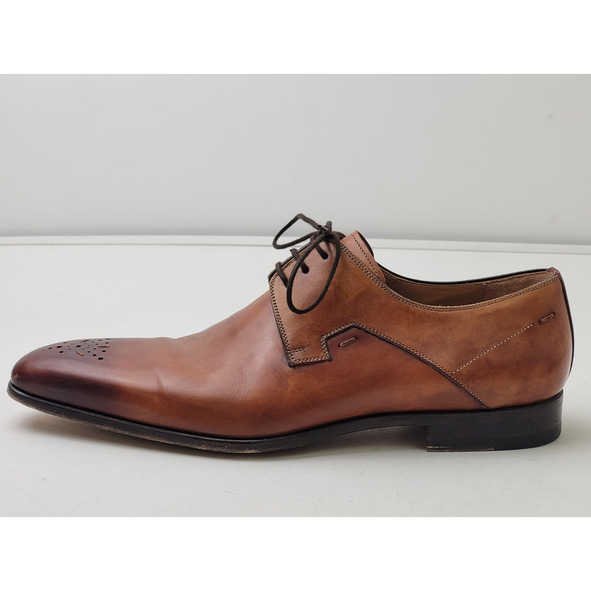Magnanni Reko Tobacco Leather Medallion Toe Oxford Shoes Men's Sz 41 (8)