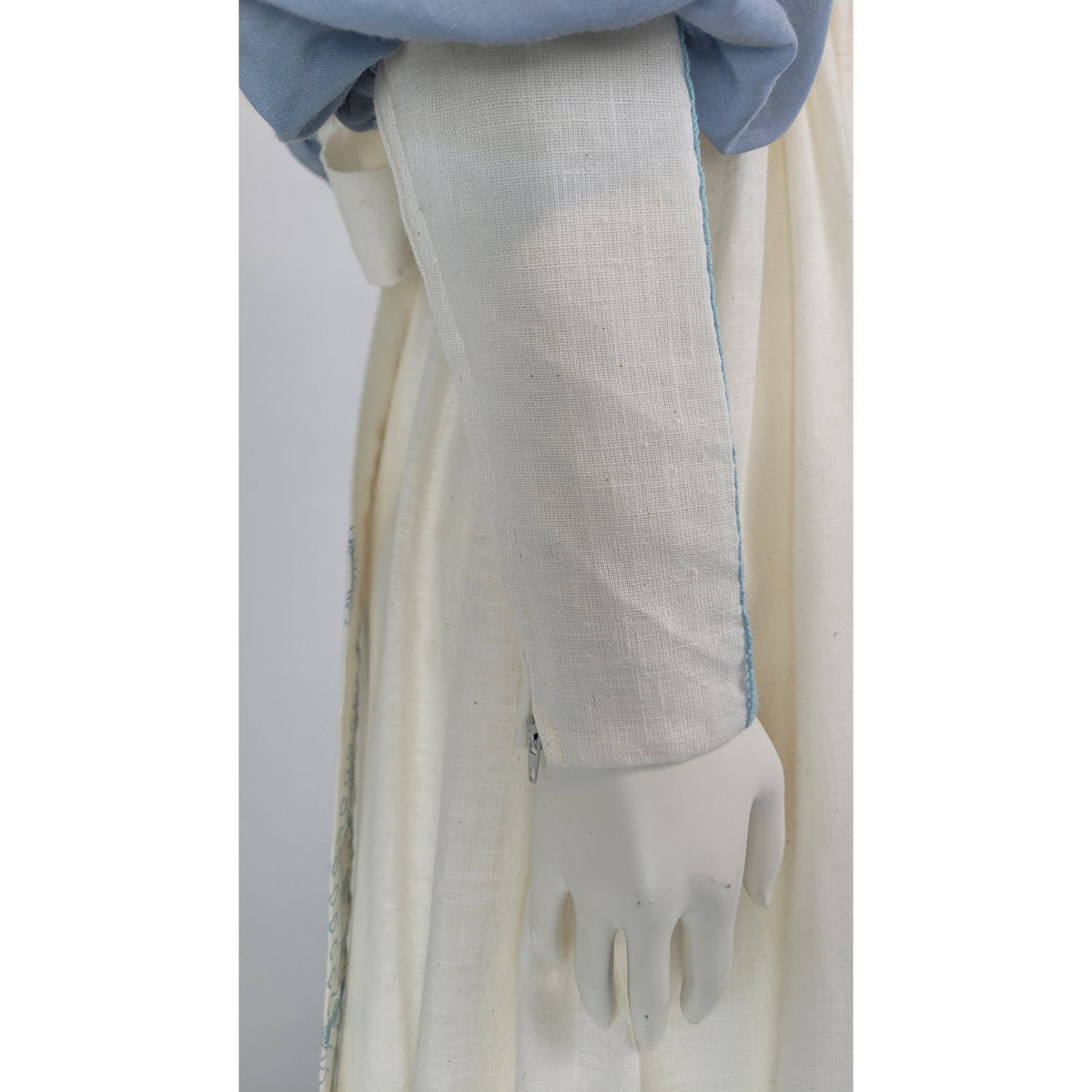 VTG 70s Gunne Sax Medieval Revival Maxi Dress Blue & Ivory w Embroidery Sz 9 (S)