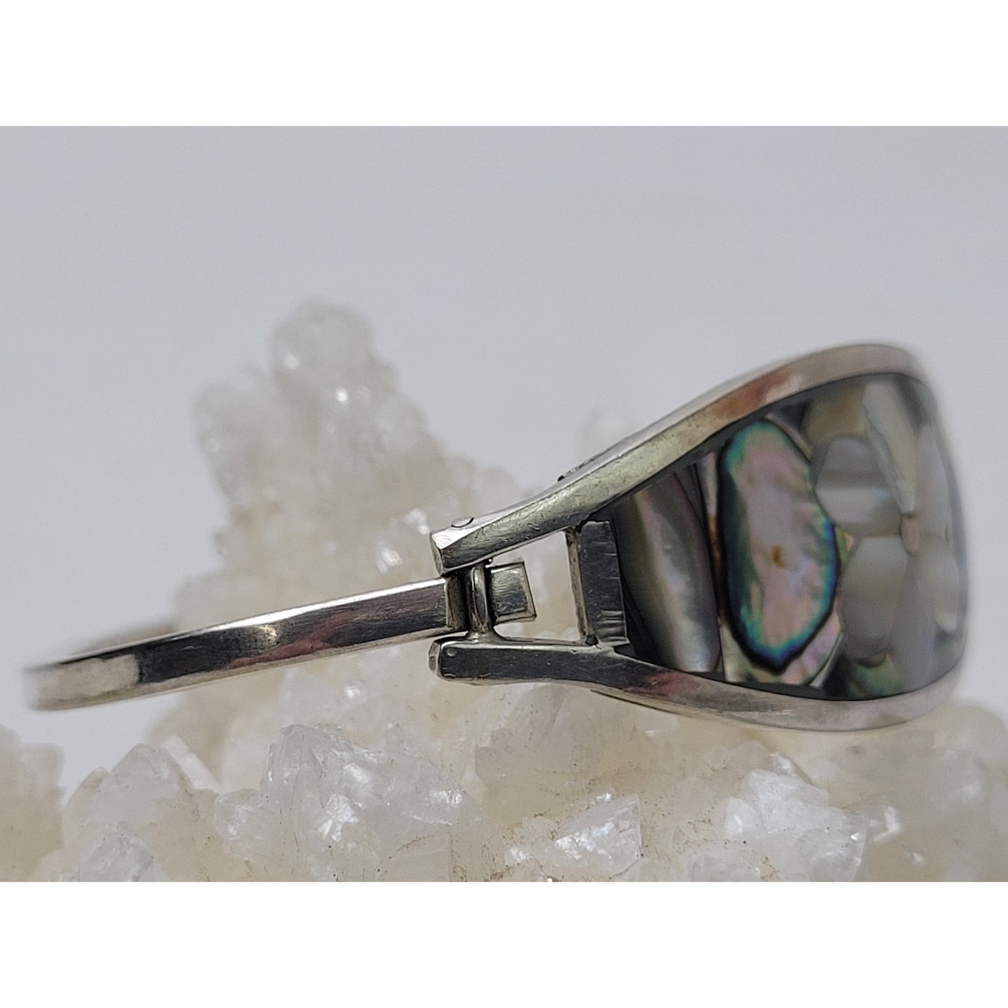 Sterling Silver Flower Design Abalone Shell Bracelet | 6 1/2" | Made in Mexico