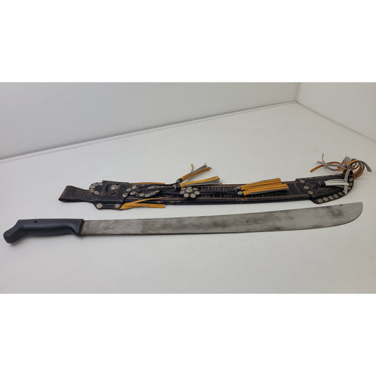 Vintage Guatemala Machete Knife Sword and Decorative Leather Sheath