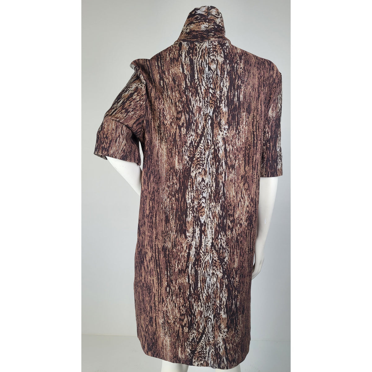 Rosetta Getty Woodgrain Turtleneck Shift Dress Brown Sz L NWT MSRP: $890
