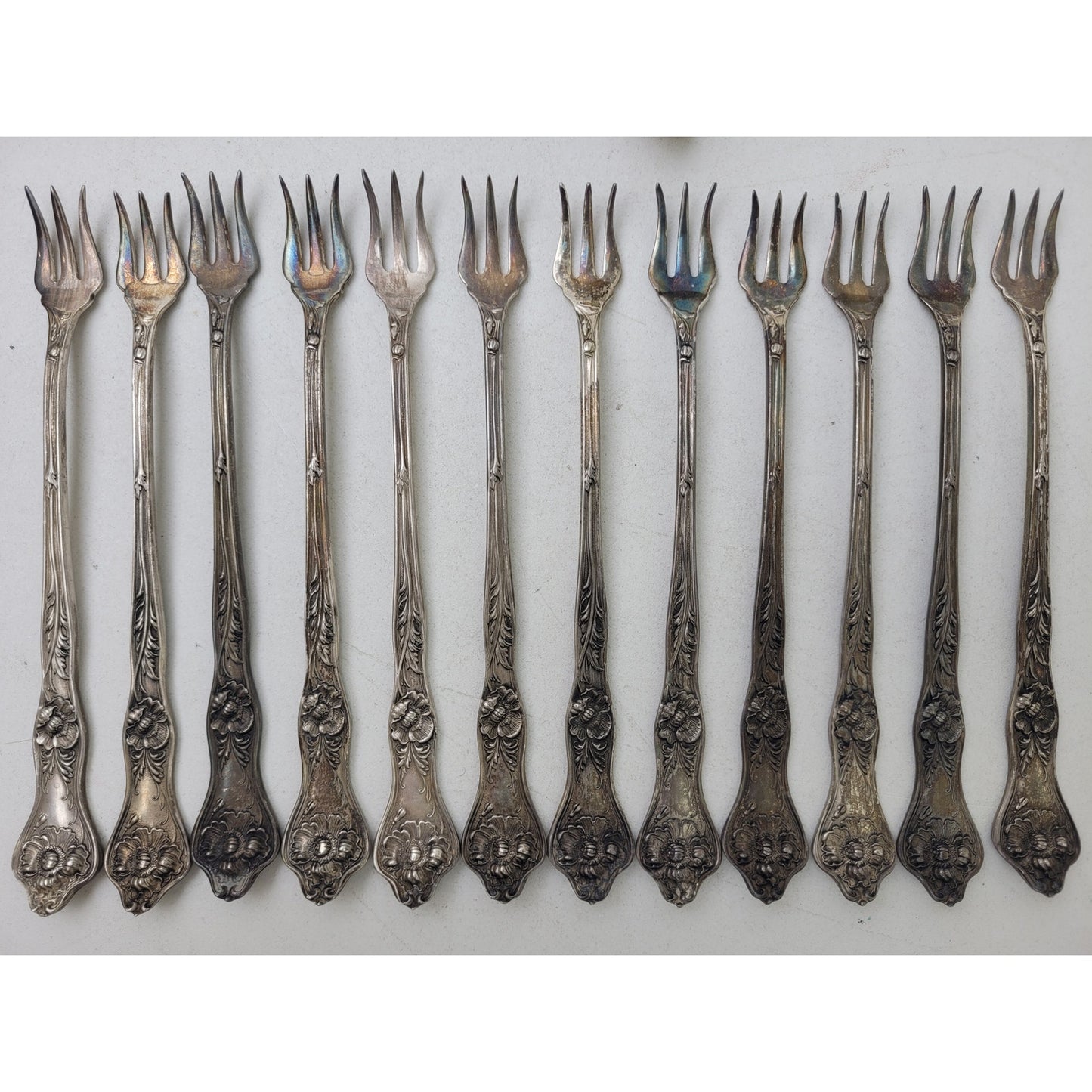 Antique R&B Silverplate Cocktail Seafood Fork Set of 12 & 2 Matching Ladles