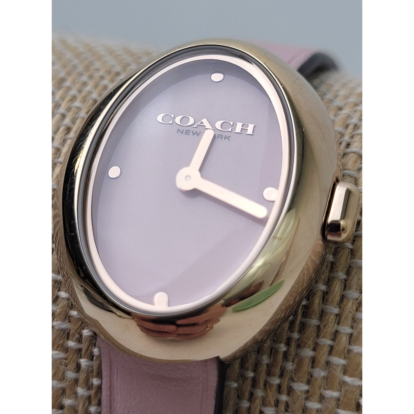 COACH Women's Blush Gold-Tone Sammy Leather Watch 22.5mm | Working