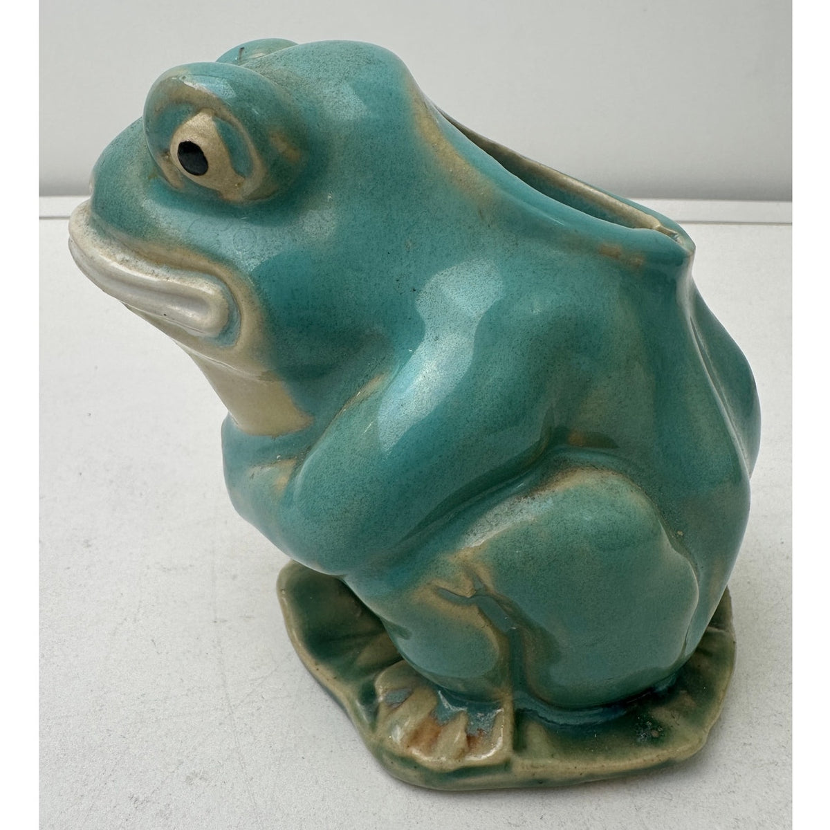 Vintage Henrikson Imports Majolica Frog Teapot, Creamer, & Sugar Bowl 3 Pc Set