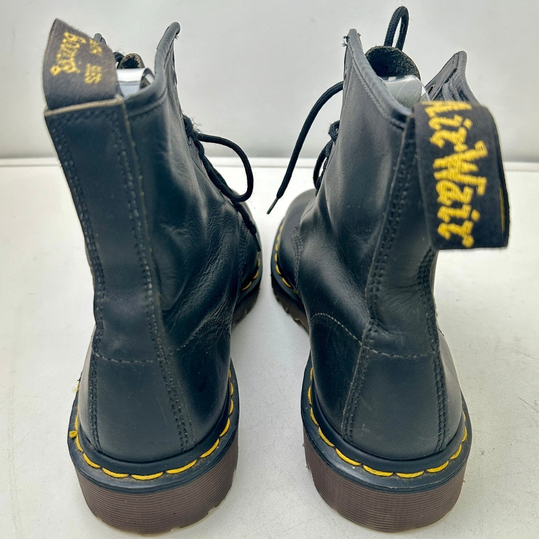 Vintage Dr. Martens 1460 Black Leather 8-Eye Lace Up Boots (Made in England) Men's 7 / Women's 9